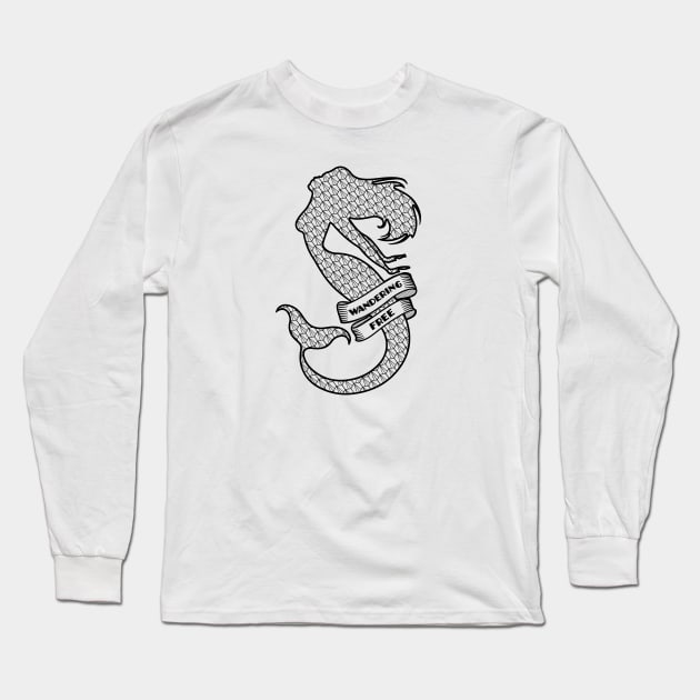 Wandering Free Mermaid Tattoo Long Sleeve T-Shirt by EightUnder